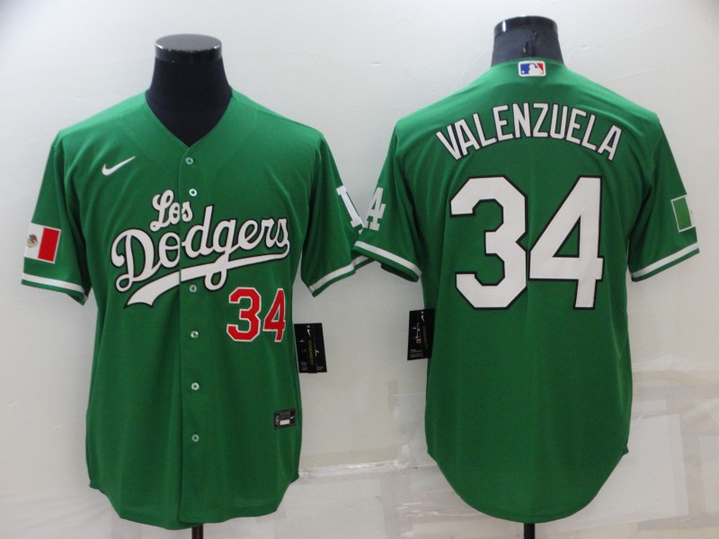 Men's Los Angeles Dodgers #34 Toro Valenzuela Green Stitched Baseball Jersey Men's Los Angeles Dodgers #34 Toro Valenzuela Green Stitched Baseball Jersey
